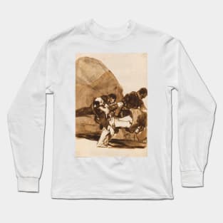 Three Men Carrying a Wounded Soldier, from the Images of Spain by Francisco Goya Long Sleeve T-Shirt